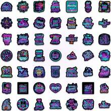 50pcs Cyberpunk Bookworm Neon Book Stickers, Colorful Durable Stickers For Scrapbooking, Notebooks, Phone Cases, Laptops, Luggage - Multicolor - View 9
