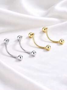 1pc 925 Sterling Silver Ball Belly Button Ring, Short Bar Style Navel Piercing Jewelry, Gift For Women - Navel Nails - View 8