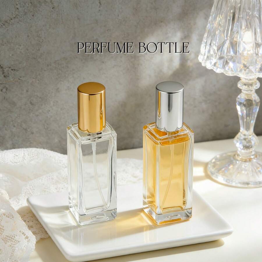 2 chai nước hoa vuông 30ml có thể tái sử dụng, chai xịt mẫu mỹ phẩm, chai thủy tinh trong suốt đáy dày, thích hợp để chiết lại tinh dầu, nước hoa, sản phẩm chăm sóc da. - Nhiều màu - Xem 1