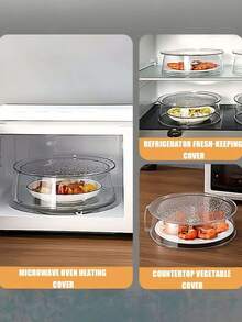 Multifunctional Microwave Splash Guard With Handle - Heat Resistant Up To 200°C, 360° Splash Cover, Keeps Vegetables, Fruits And Dishes Warm - Fits Most Microwaves, Fridges And Freezers, Easy Grip, For Meal Prep, Durable Splash-Proof Plastic, Stackable And Easy To Clean, Suitable For Restaurant, Camping, Outdoor Grilling And Everyday Home Use, Kitchen Prep Accessory - 彩色 - 查看 3