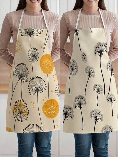 1pc,Dandelion Pattern Polyester Apron, Suitable For Cooking, Baking, And Gardening - Can Be Used As Attire For The Kitchen And Dining