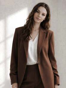 ADD MODA REF Y556 VERSATILE WOMEN'S BLAZER - Chocolate Brown - View 4