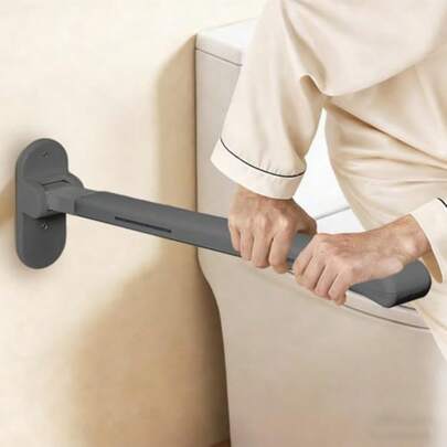 Toilet Grab Bar - 445lb Heavy Duty Support Waterproof And Non-Slip Safety Rail For Bathroom Wall-Mounted Flip-Up Handrail With Night Glow Strips For Seniors Elderly Handicap And Pregnant