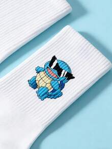 pokemon 宝可梦 1/3/5 双装可爱卡通印花透气柔软中筒袜，加固鞋跟和鞋头，经久耐穿，男女通用，四季皆宜 - 彩色 - 查看 4