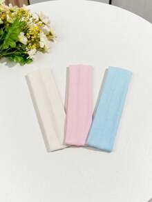 Bộ 3 băng đô rộng mùa hè cho nữ, mềm mại, co giãn, dùng để trang điểm, rửa mặt, phụ kiện tóc co giãn màu trơn phù hợp cho các bạn gái (trắng, hồng, xanh dương), thích hợp cho kỳ nghỉ, du lịch, lễ hội, tiệc tùng. - Nhiều màu - Xem 2