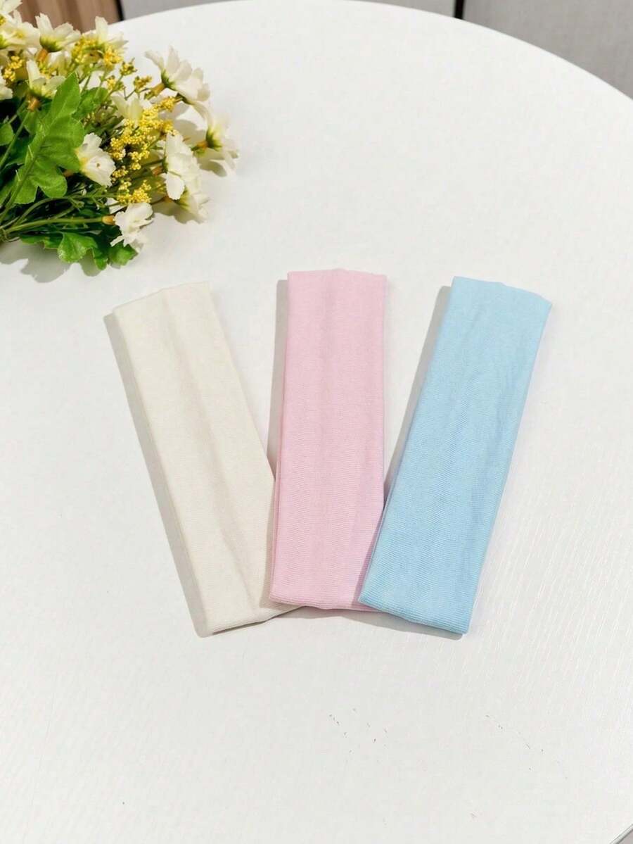 Bộ 3 băng đô rộng mùa hè cho nữ, mềm mại, co giãn, dùng để trang điểm, rửa mặt, phụ kiện tóc co giãn màu trơn phù hợp cho các bạn gái (trắng, hồng, xanh dương), thích hợp cho kỳ nghỉ, du lịch, lễ hội, tiệc tùng.