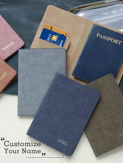 1 chiếc ví đựng hộ chiếu kiểu cao bồi bằng vải canvas, có họa tiết, khắc tên cá nhân bằng vàng/bạc, ví du lịch nhẹ và hộp đựng hộ chiếu thủ công, phụ kiện du lịch sang trọng, quà tặng độc đáo cho Giáng sinh và các ngày lễ, quà tặng cho phù dâu, quà sinh nhật.