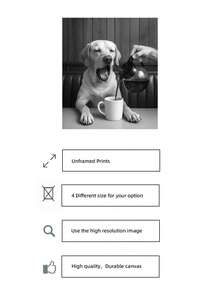 1件復古Pup & Perk牆面藝術單色咖啡獵犬照片，附「Stay Pawsitive」語錄與銀鹽膠質紋理，紋理畫廊紙，適合咖啡店角落/海灘別墅廚房/畢業裝飾，送給她的完美禮物與咖啡師派對裝飾 - 黑與白 - 查看 7