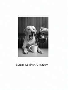 1件復古Pup & Perk牆面藝術單色咖啡獵犬照片，附「Stay Pawsitive」語錄與銀鹽膠質紋理，紋理畫廊紙，適合咖啡店角落/海灘別墅廚房/畢業裝飾，送給她的完美禮物與咖啡師派對裝飾 - 黑與白 - 查看 15