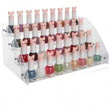 Large Capacity Makeup Storage Box, Transparent Cosmetic Display Rack, Can Store Lipstick, Eyeshadow Palette, Blush, Foundation, Perfume, Skincare Products, Dust-Proof Vanity Organizer, Suitable For Bathroom, Vanity, Tabletop, Bedroom, Sturdy Vanity Storage Box, Applicable For Home, Salon, Retail Display, Earring & Ring Storage Box, Nail Art Accessories Storage Box - Clear - View 5