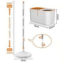 Sisi Home Textile Spin Mop Bucket With Wringer System Extended Mop Handle 61"Mop And Bucket For Floors Cleaning With 5 Replacement Head Refill 1 Cleaning Brush Head - Spin Mop Set - View 2