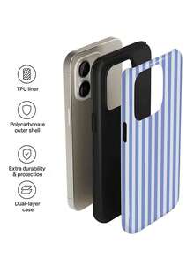 Striped 1pc Minimalist Artistic Colorful Striped Pattern Glossy 2-In-1 Phile Shell Full Coverage Hard Phone Case Compatible With Samsung/ 11/12/13/14/15/16/17 Pro Max - Multicolor - View 5