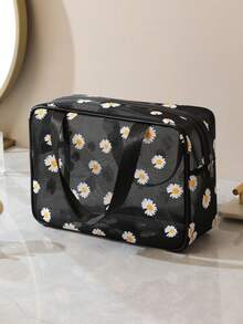 1 buah Tas Kosmetik Jaring Daisy Portabel Kapasitas Besar - Hitam - View 5