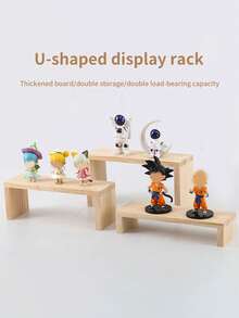 1pc Wooden U-Shaped Display Shelf, Multi-Size Option For Figurines, Perfume, Cosmetics, Versatile Display Rack With Stepped Storage - Beige - View 8