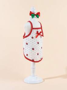 Bộ quần áo cho thú cưng gồm áo vest in họa tiết, nơ cổ và váy voan co giãn, trang phục thời trang dễ thương cho chó và mèo. - Nhiều màu - Xem 5