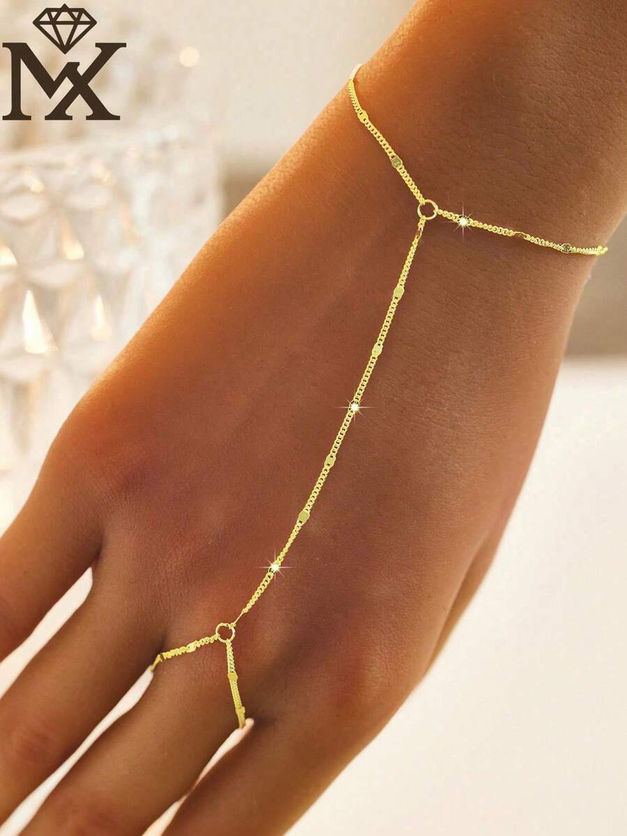 SYMFNY 1 chiếc vòng tay dạng chuỗi hạt tối giản bằng bạc Sterling 925, thích hợp cho nữ giới đeo hàng ngày và đi biển, quà tặng trang sức. - Vàng - Xem 1