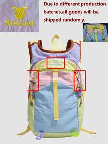 This Color-Block Outdoor Nylon Backpack Is Designed Specifically For Women, A Multi-Functional And Fashionable Everyday Bag. It Is Lightweight And Easy To Carry, With Multiple Pockets And Large Capacity. The Simple And Practical Design Makes It Suitable For Students, Nurses, Teachers, Business Professionals, Travel, Commuting, Shopping, Office, Dating, Hiking, Training, Work, And Other Various Occasions. It Also Makes An Ideal Birthday Or Holiday Gift. - Multicolor - View 12