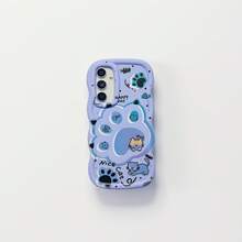 Kawaii Cat Paw Phone Case, Cute 3D Cartoon Cat Print Soft Silicone Cover, Pastel Blue Wave Edge Design, Matte Anti-Scratch Shockproof Protective Bumper, Full Body Drop Protection, Compatible With Samsung Galaxy A/S/FE/Plus/Ultra, Compatible With Xiaomi Pro/Note/Poco/X, Hot/Play/Spark/Pop/Smart, Reno , Honor, Moto E/G/V, (International Version, Not Local Version) - Multicolor - View 5