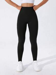 Leggings deportivos de compresión para yoga, pantalones de entrenamiento con control abdominal sin costuras - Negro - Ver 8