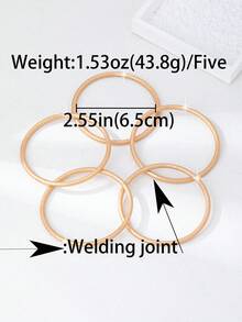 Bộ 5 vòng tay dạng ống rỗng mờ, thích hợp cho nữ giới đeo hàng ngày và dự tiệc. - Vàng - Xem 4