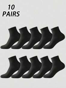 2/6/10 Two-Tone Solid Color Sports Socks (Black & White) Simple Style Men's Belted Design Durable & Anti-Slip Basketball Socks - Multicolor - View 12