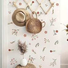 1pc Countryside Floral Wall Sticker, Fresh Leaf Combination, Self-Adhesive Easy To Apply, Decorates Wall With Gentle, Healing Ambience - Multicolor - View 1