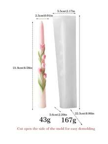 3D立体花朵浮雕蜡烛模具 - 渐变细长蜡烛造型/婚礼派对装饰模具/香薰DIY工具/家居装饰/摄影道具/创意礼物 - 長桿浮雕花朵蠟燭模具 - 查看 12