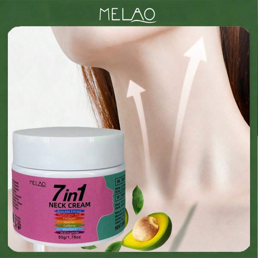 MELAO 7合1颈霜，蕴含牛油果、胶原蛋白、透明质酸和维生素C，紧致提拉颈部肌肤，保湿提亮，改善肤质，50克/1.76盎司 - 膏狀 - 查看 1