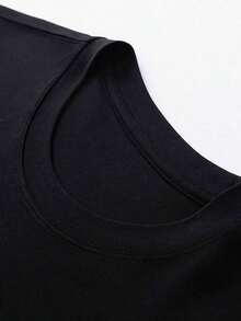 Herren Baumwoll-Hemd mit Buchstaben-Muster, Baumwolle - Casual Crew Neck, Neues leichtes Herren Sommer-Oberteil, Heißer Artikel - Schwarz - Übersicht 3