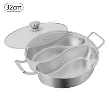 32 Cm Hot Pot With Divider And Lid, Shabu Shabu Hot Pots 304 Stainless Steel Chinese Dual Sided Pot Set For Induction Cooktop Gas Stove Dual Sided Soup Cookware, Chinese Induction Shabu Pot - View 3