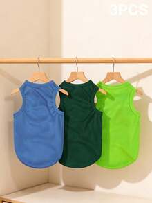 3 piezas Chaleco de unicolor de poliéster, combinación colorida, anti-pulgas, reduce el desprendimiento de pelo, aislante, transpirable para gatos y perros de interior y exterior - Multicolor - Ver 16