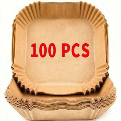 100pcs Square And Rectangular Air Fryer/Non Stick Parchment Paper, Oil Resistant Air Fryer, Disposable, Convenient Air Fryer, Oven, Baking Tool