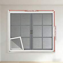 1pc Double-Sided Self-Adhesive Invisible Mosquito Net, Polyester Window Screen, No Drilling Required, Easy Installation, Transparent Mesh For Home Use - White-edged Gray Mesh - View 4