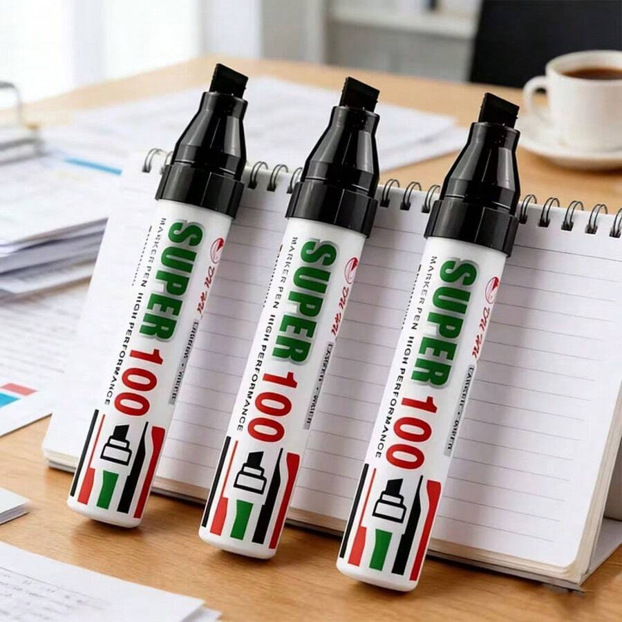 1/2/3pcs Extra Large Quick-Drying Waterproof Permanent Marker Pens, 12mm Broad Tip Oil-Based Ink, Multi-Purpose Marker Suitable For Home, Office, Legal Documents Privacy And Security Writing