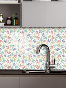 10Pcs 3.9/5.9/7.8/11.8 Inch Square Floral Print Peel And Stick Wallpaper Self-Adhesive Removable PVC Wall Stickers With Thickened Crystal Film Waterproof Stain Resistant Easy Clean For Kitchen Bedroom Bathroom Living Room Rental Home Decor - Fresh Floral Peel & Stick Wall Tile - View 11
