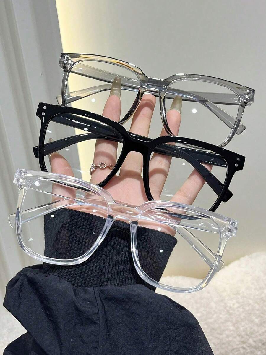 3pcs/1pc Square Frame Everyday Glasses, Suitable For Men And Women, Campus Style Design, Can Shape The Face