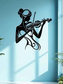 Elegant Violin Girl Metal Wall Art - Vintage Style Home, Bathroom, Office, Cafe Decor - Perfect Gift For Music Lovers - HH-1243 - View 10