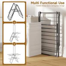 141cm Foldable Winged Clothes Airer, Stainless Steel 33-Rail Drying ...