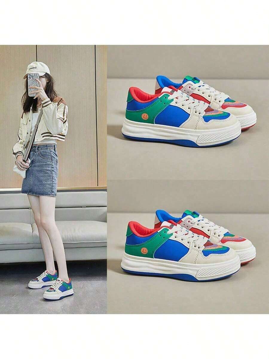 zapatillas elegantes deportivas comodas de ujer,zapatos de dama casuales,tenis para dama  mujeres deportivos, altos y adolescentes enfermera campus,femeninos botas en fashion informales,zapato internacional juveniles joven moda originales sport urbano casual vintage con cordones y agujetas invierno jogging impermeables Tenis para mujer deportivos transpirables plataforma alpargatas zapatos casuales y comodos de colores mezclados zapatillas de deporte Para estudiantes juveniles Calzado dama zapatos con cordon delantero Colores del arco iris suelo grueso - Azul - Ver 1