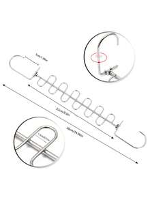 3pcs/Set 2-In-1 Multi-Function Clothes Hanger, Sturdy Thick Hanger Holds Up To 12 Garments, Suitable For Wardrobe, Closet Storage - Silver - View 2