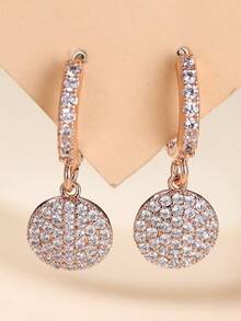 1 par de pendientes de aro redondos con material de cobre y circonita micro-incrustada de moda - W16388 - Ver 10