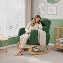Huisuilinss Nursery Rocking Chair With/Without Footrest,Modern Glider Rocking Chair With Side Pockets And Pillow,Accent Armchair,Nursery Chair For Living Room Bedroom Nursing Room - Green Corduroy Without Footrest - View 2