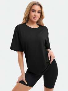 4 Packs Oversized Tshirts For Women, Loose Fit Crew Neck Summer Baggy Tops Workout Tees Plus Size T Shirts - 彩色 - 查看 4