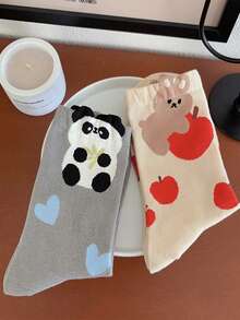 5 Pairs Women's Cute Cartoon Dog Pattern Socks, Comfortable Versatile Knee-High Socks, Suitable For Daily Wear All Year Round - Multicolor - View 5