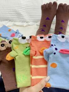 1/4 Pair Spring/Summer New Quirky Abstract Clownfish Mid-Calf Socks - Multicolor - View 6