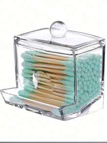 Hộp đựng bông tẩy trang bằng acrylic, hộp đựng tăm xỉa răng, hộp đựng đồ trang điểm để bàn. - Trong sáng - Xem 6
