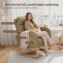 Huisuilinss Nursery Rocking Chair With/Without Footrest,Modern Glider Rocking Chair With Side Pockets And Pillow,Accent Armchair,Nursery Chair For Living Room Bedroom Nursing Room - Light Brown Corduroy Without Footrest - View 5