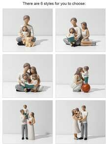 1pc Creative 3-Person Family Sculpture, New Parents Gift, Couple Gift, Mother & Son, Father & Son Statue, New Mom Gift, Resin Sculpture, Home Decor, New Dad & Mom Gift - Multicolor - View 3