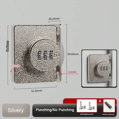 1pc Metal Combination Gate Lock - No Drill Required, Password Operated Bolt Latch For Double Swing Wardrobe And Sliding Door, Universal Non-Electric Security Lock Catch For Anti-Theft Protection