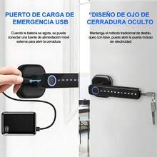Cerradura inteligente 5 en 1, digital con reconocimiento de huella y control Bluetooth, multifuncional para puertas de 30-50 mm - Negro1 - Ver 6